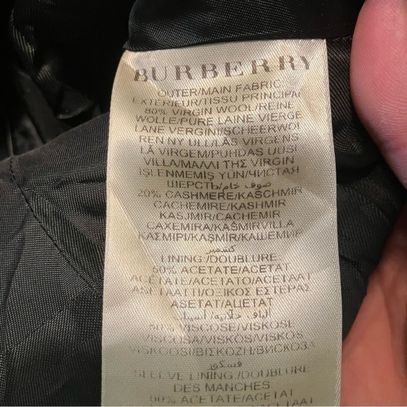 Burberry London Wool Cashmere Double Breasted Trench Coat Black Womens Size 2 - Picture 8 of 16